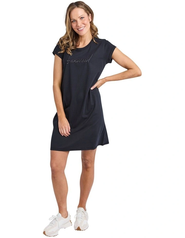 Signature Embroidery Tee Dress in Black image 3