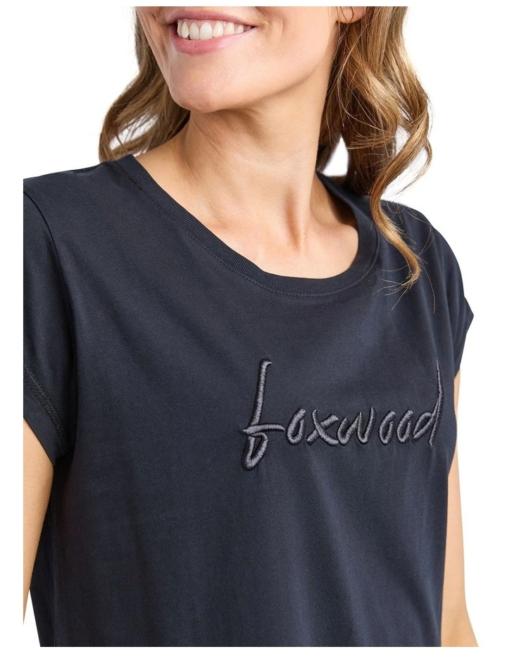 Signature Embroidery Tee Dress in Black image 5