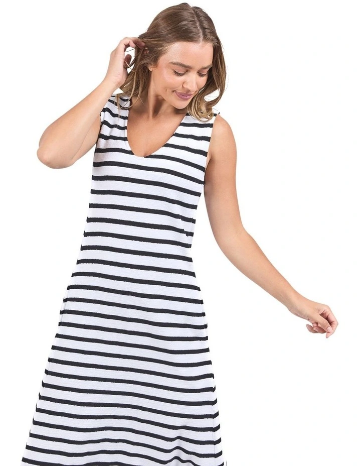 Aspen Stripe Dress in White image 1