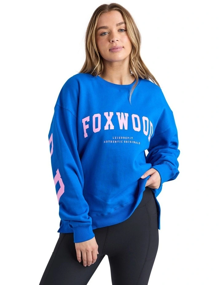 Interval Crew Jumper in Cobalt & Neon Pink image 1