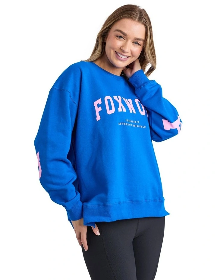 Interval Crew Jumper in Cobalt & Neon Pink image 4