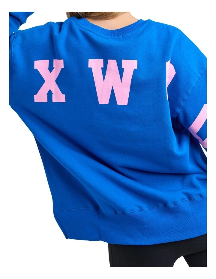 Interval Crew Jumper in Cobalt & Neon Pink image 5