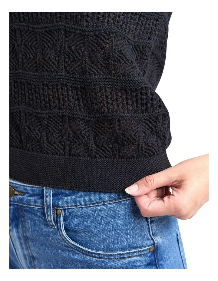 Polperro Knit Top in Black image 5