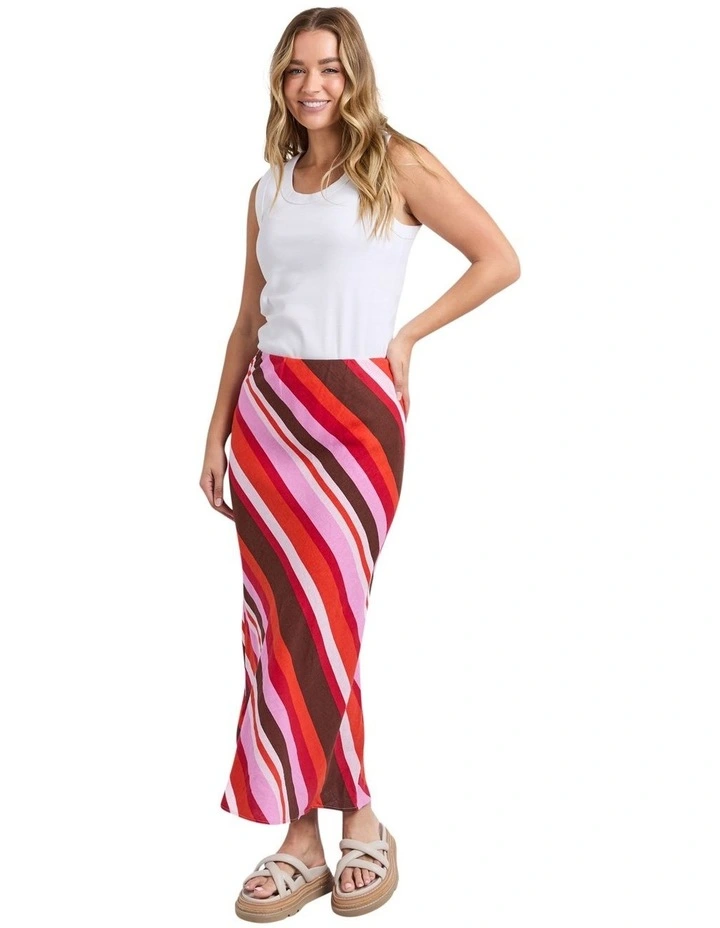 Guava Stripe Skirt in Multi image 3