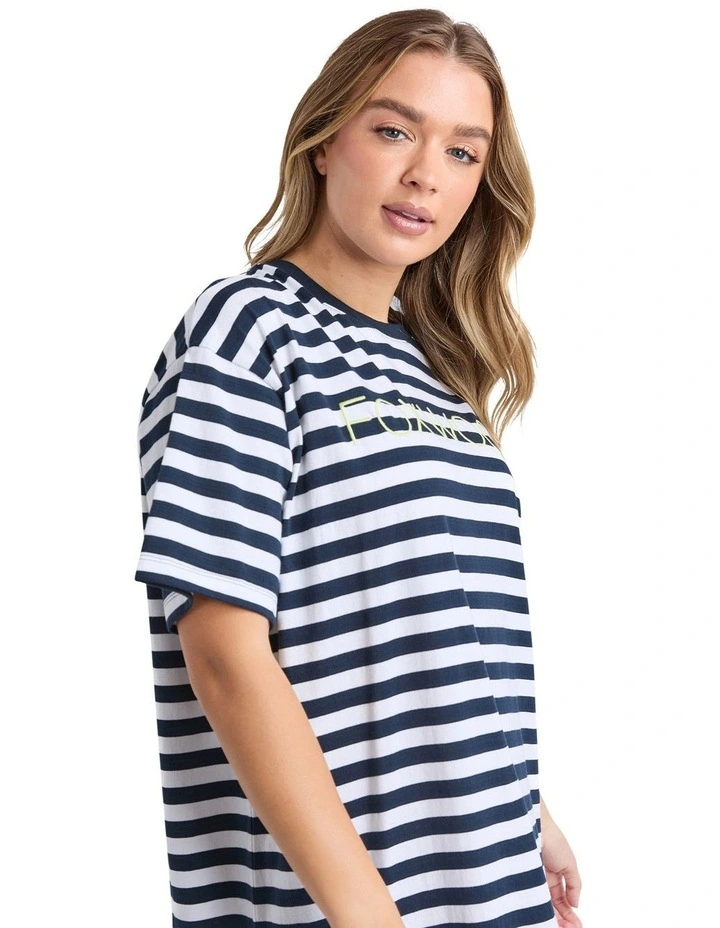 Simplified Stripe Tee Dress in Multi image 4
