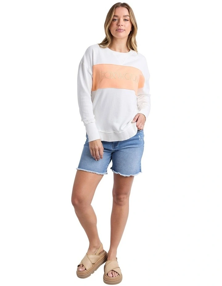 Simplified Tonal Crew Vintage Junmper in White image 3