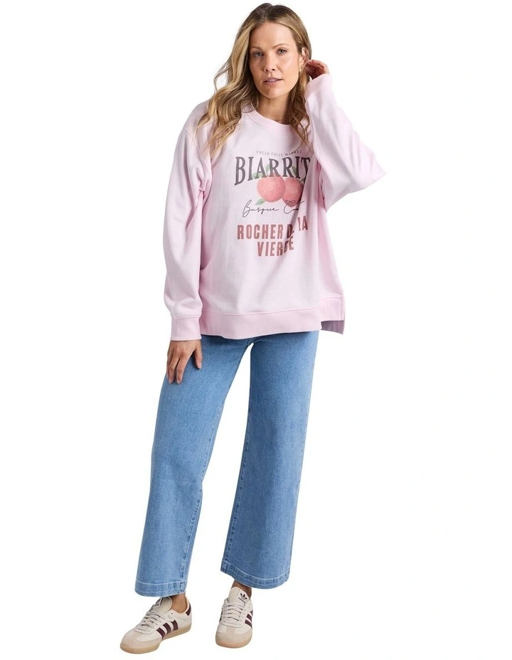 Biarritz Crew Jumper in Pale Pink image 1