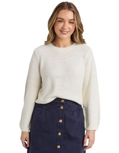 Blair Long Sleeve Knit Jumper in Vintage White