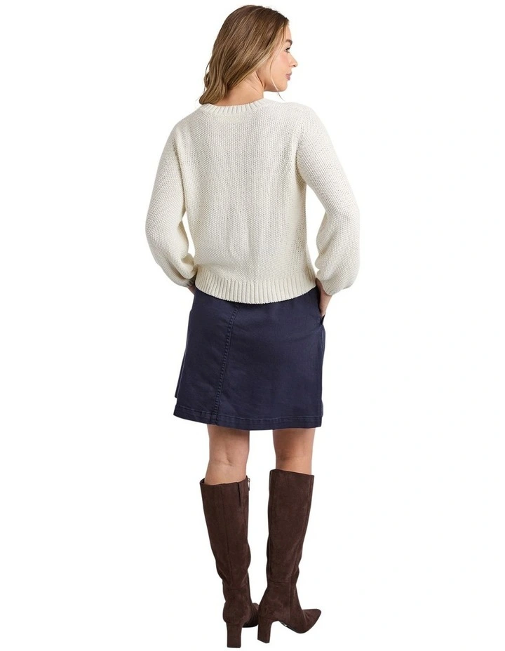 Blair Long Sleeve Knit Jumper in Vintage White image 2