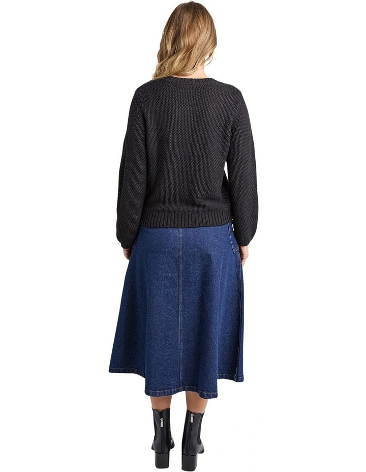 Blair Long Sleeve Knit Jumper in Black image 2