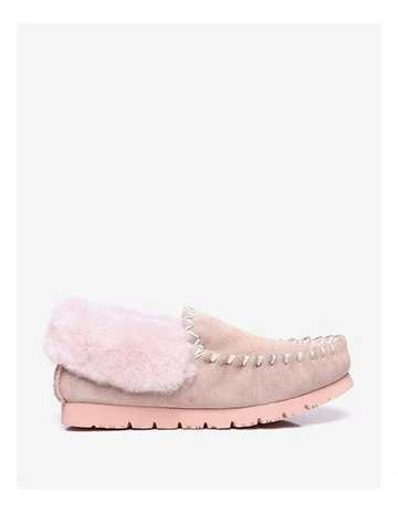 Popo Cow Suede Moccasin Ankle Shoe in Pink