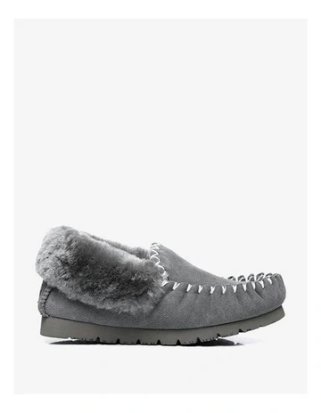 Popo Cow Suede Moccasin Shoe in Grey