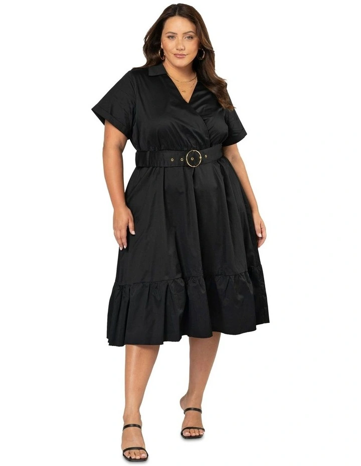 Aura Midi Shirt Dress in Black image 1