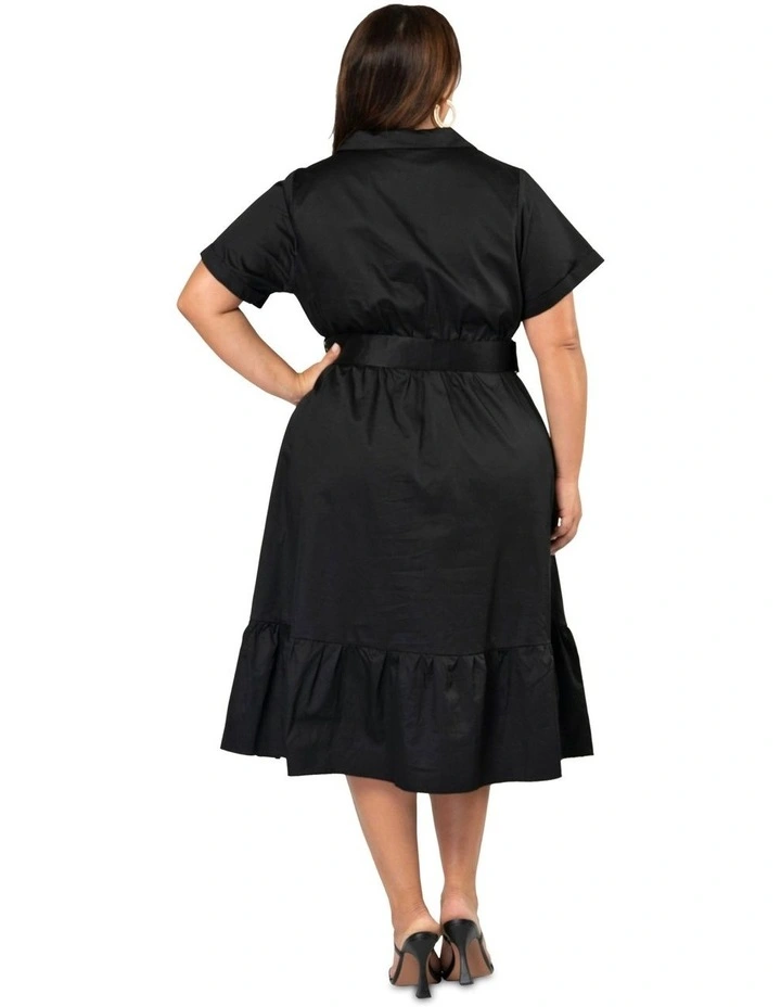 Aura Midi Shirt Dress in Black image 2