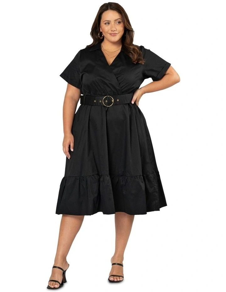 Aura Midi Shirt Dress in Black image 4