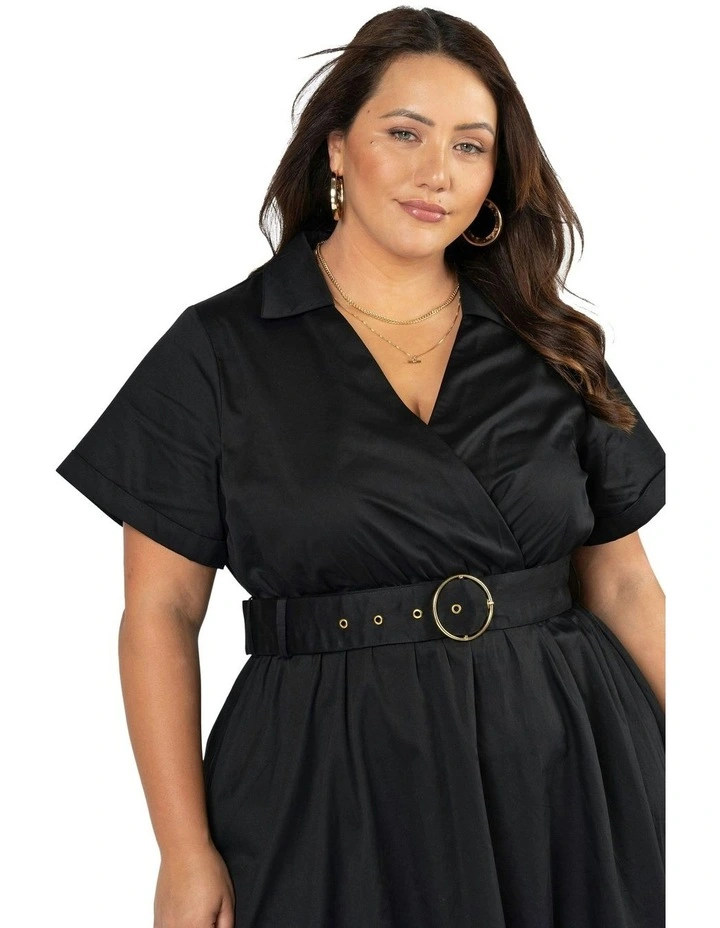 Aura Midi Shirt Dress in Black image 6