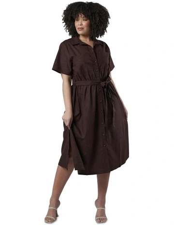 Frankie Shirt Midi Dress in Chocolate