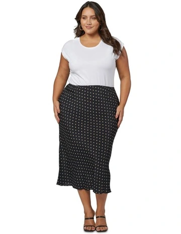 Emily Print Midi Skirt in Navy
