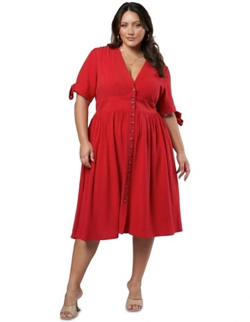 Senna Midi Dress in Red