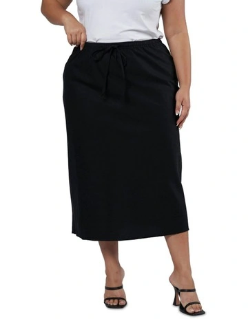 Olsen Linen Midi Skirt in Black