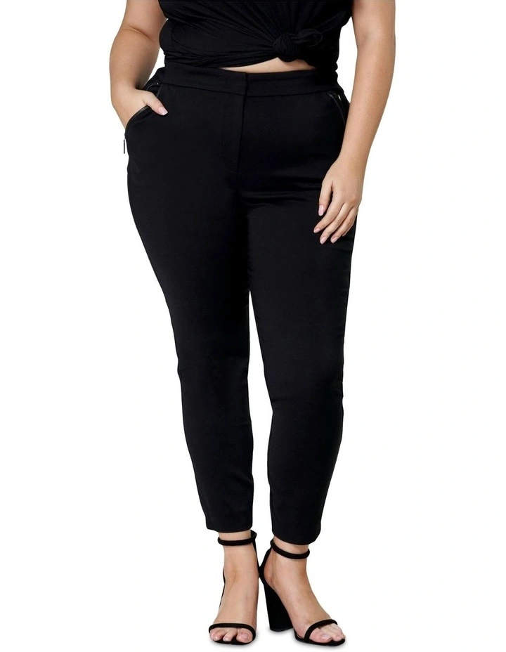 Gloria Zip Detail Pant in Black image 1