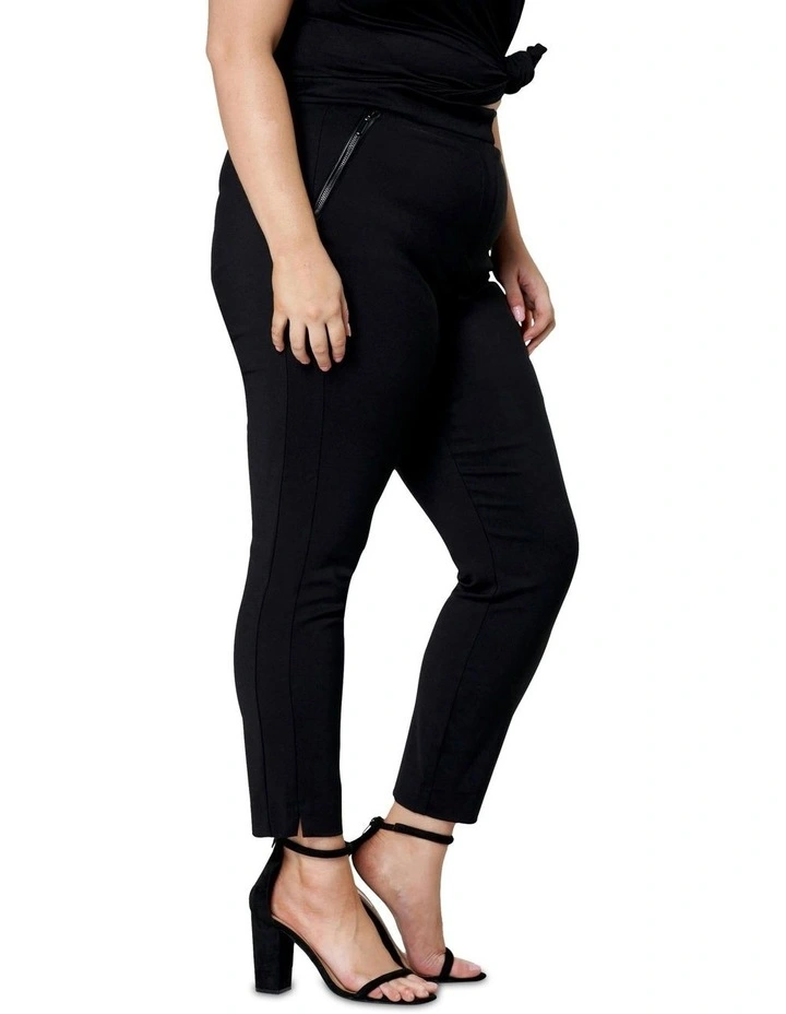 Gloria Zip Detail Pant in Black image 3