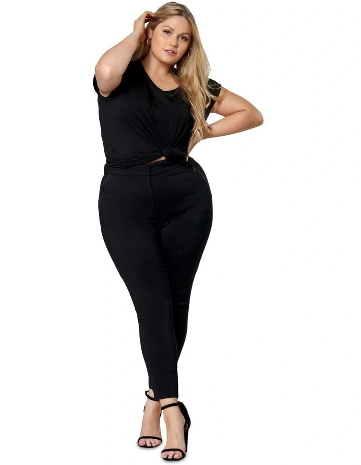 Gloria Zip Detail Pant in Black image 4