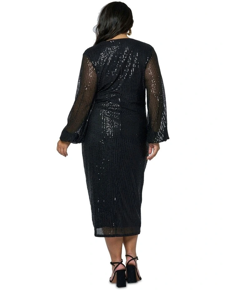 Sweet Nothing Sequin Midi Dress in Black image 6