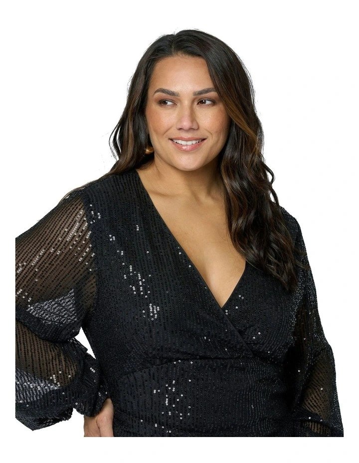 Sweet Nothing Sequin Midi Dress in Black image 7
