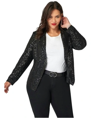 All Day And Night Sequin Jacket in Black