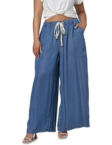 Blake Chambray Wide Leg Pants in Denim