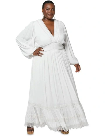Enchanted Wildflower Maxi Dress in White