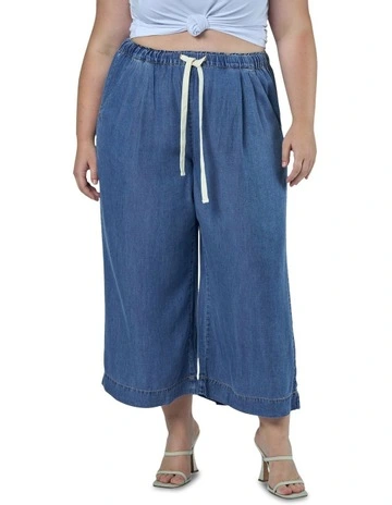 Cleo Chambray Crop Pant in Denim