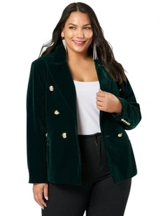 Take A Vow Velvet Blazer in Emerald