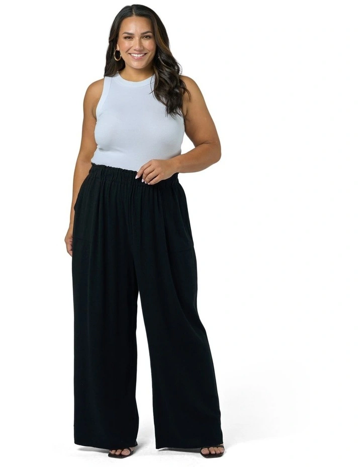 Sunday Linen Pant in Black image 1