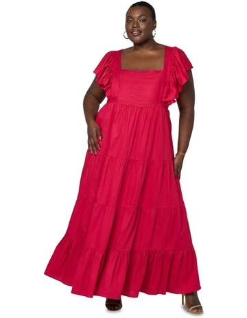 Harriet Tiered Maxi Dress in Cherry