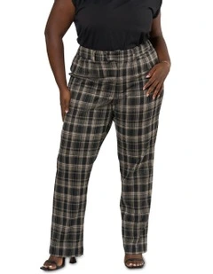Estelle Check Ponte Pant in Black