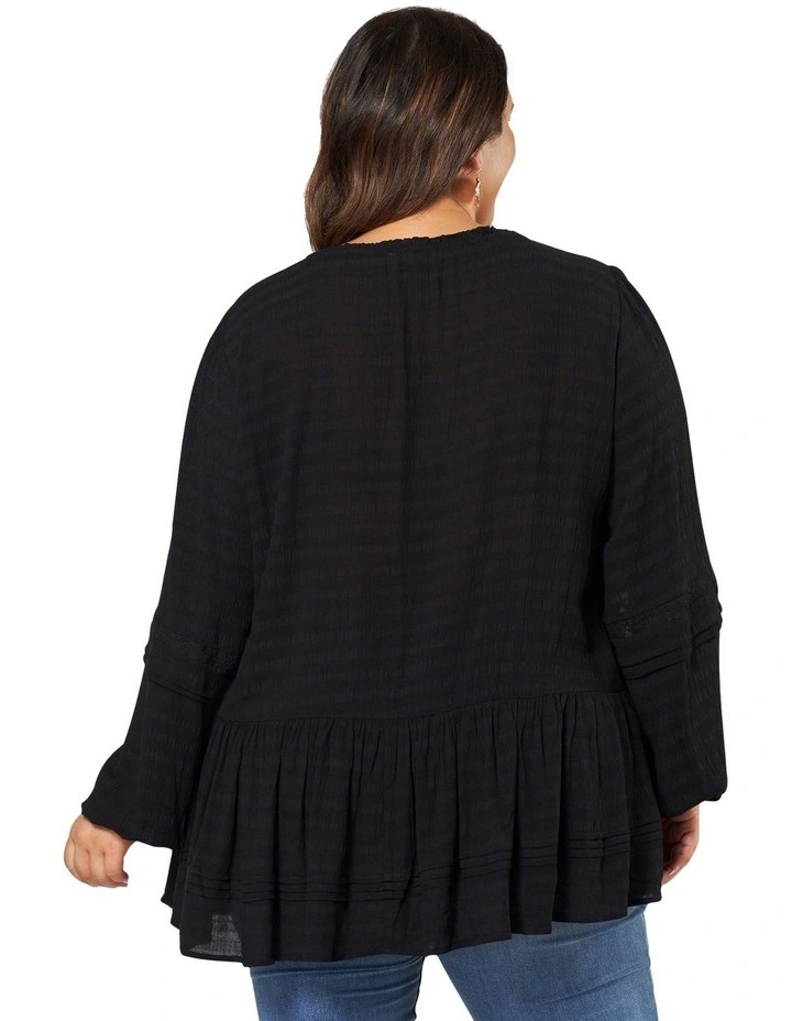 Benoite Peplum Blouse in Black image 2