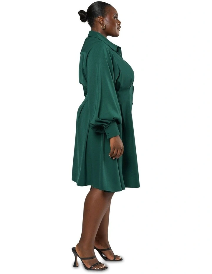 Melinda Shirt Dress in Dark Green image 3