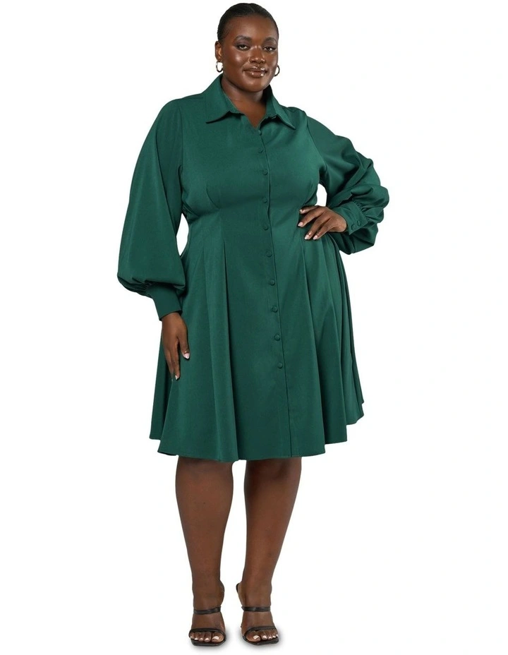 Melinda Shirt Dress in Dark Green image 4