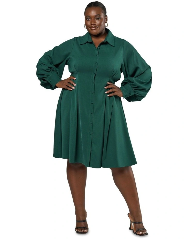Melinda Shirt Dress in Dark Green image 5