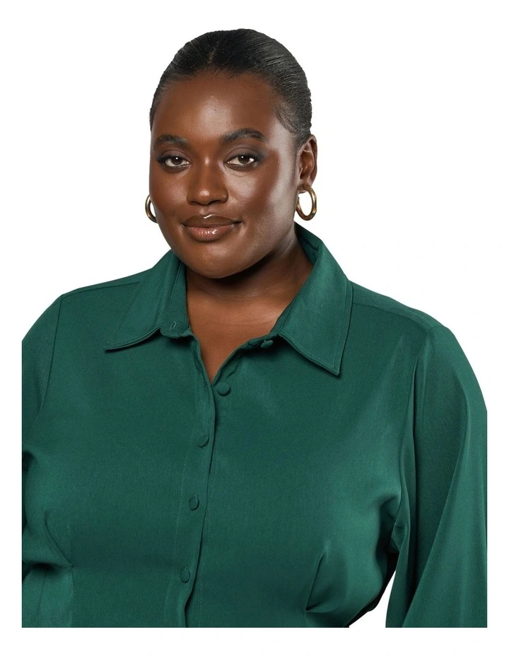 Melinda Shirt Dress in Dark Green image 6