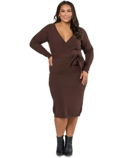 Viola Knit Midi Dress in Chocolate