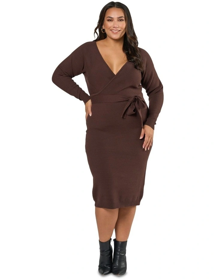 Viola Knit Midi Dress in Chocolate image 1
