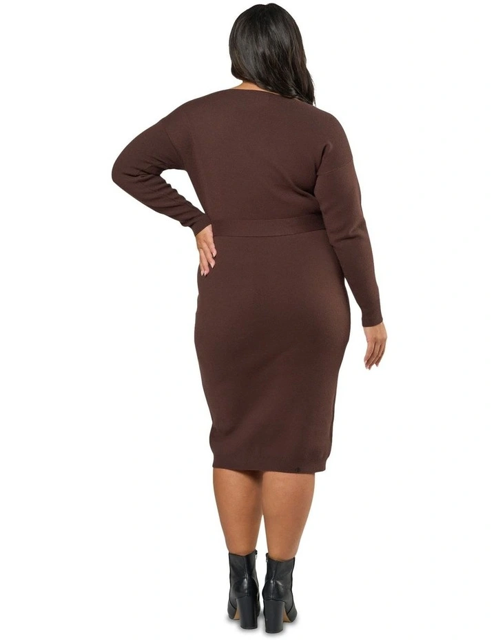 Viola Knit Midi Dress in Chocolate image 2