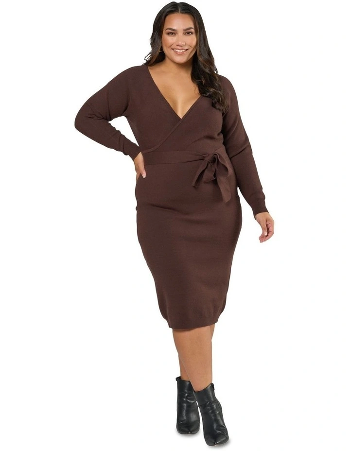 Viola Knit Midi Dress in Chocolate image 4