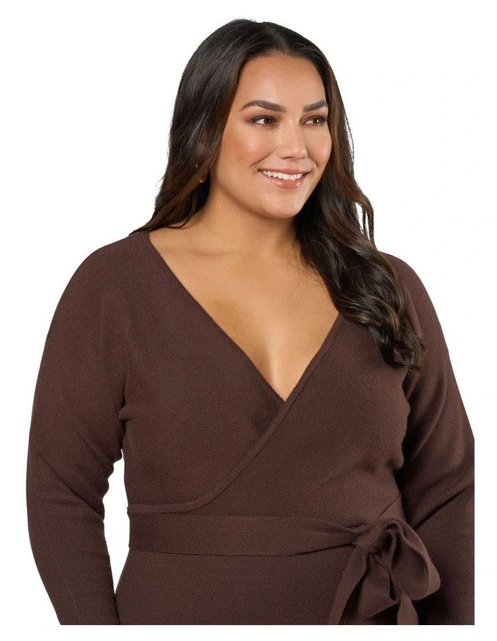 Viola Knit Midi Dress in Chocolate image 6