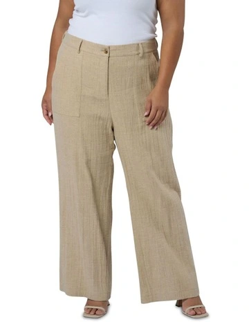 Lila Linen Wide Leg Pant in Beige