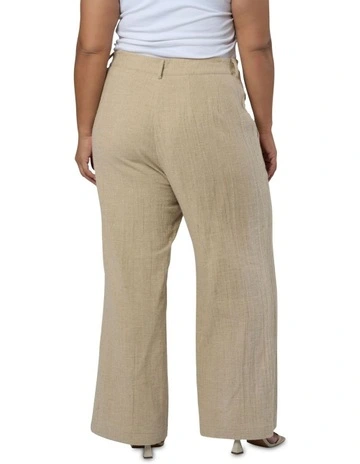 Lila Linen Wide Leg Pant in Beige