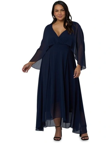 Electric Chemistry Cape Maxi Dress in Navy